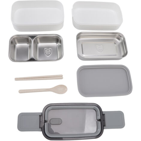 Mikrowellengeeignete Bento-Box aus Edelstahl 304 mit Fächern und Besteck für das Mittagessen von Erwachsenen im Büro