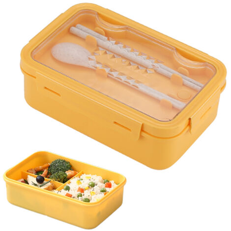 Mikrowellengeeignete, wasserdichte Bento-Box mit 3 Fächern und Besteck