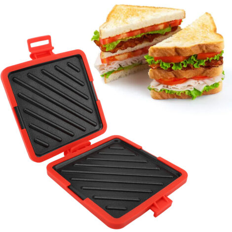 Mikrowellengeeigneter Sandwichmaker mit roten Silikonstreifen – Mikrowellentoaster für schnelles und einfaches Toasten