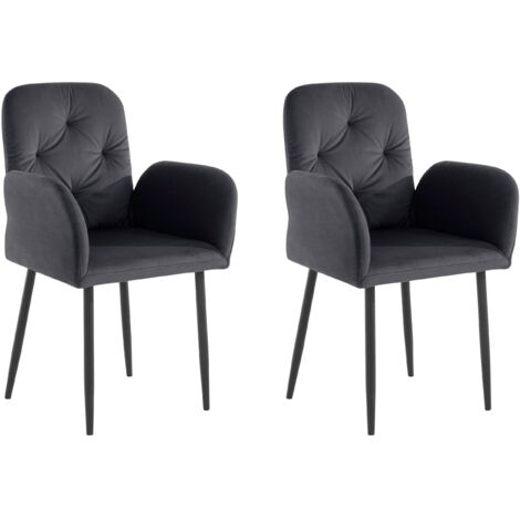 Mila-Ensemble de 2 chaises de salle à manger rembourrées en gris velours