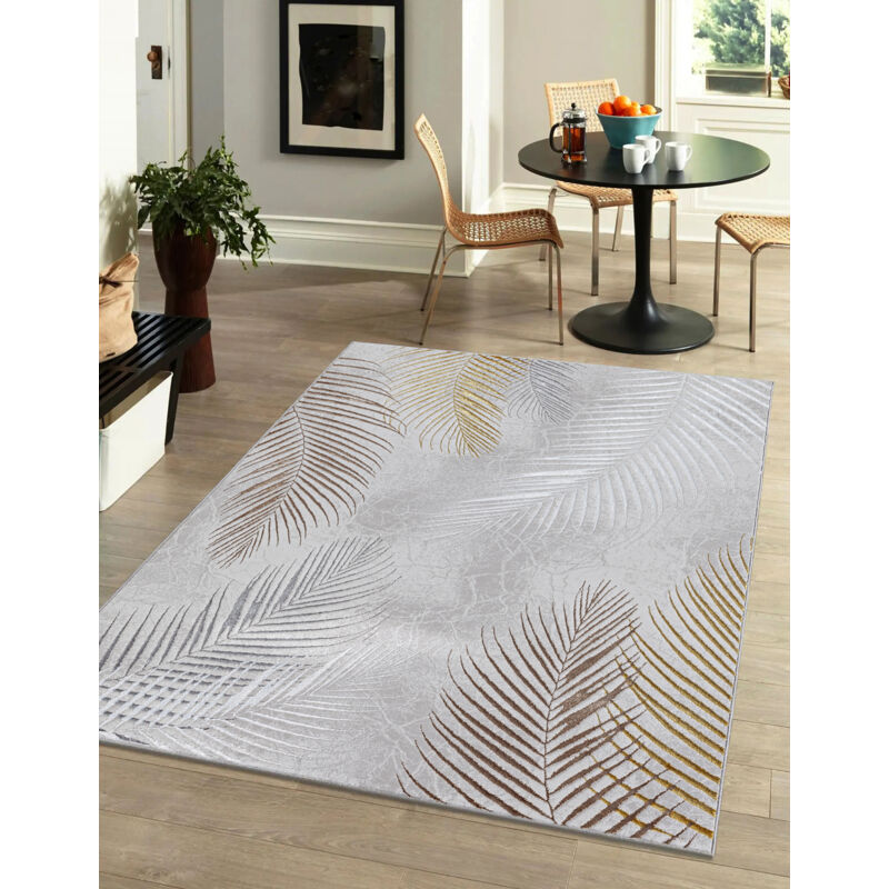 The Carpet - Mila Moderner Teppich Wohnzimmer, Elegant Glänzender Kurzflor, Grau, 120 X 170 Cm