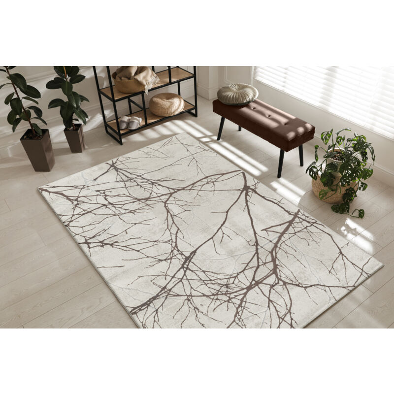 The Carpet - Mila Moderner Teppich Wohnzimmer, Elegant Glänzender Kurzflor, Creme, 160 X 230 Cm