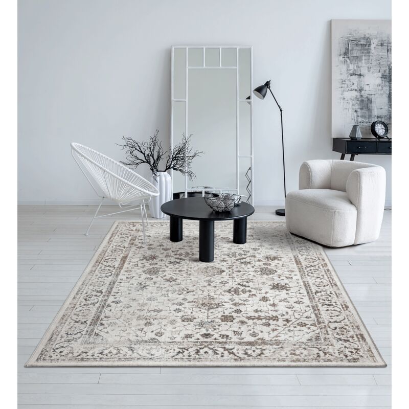 The Carpet Mila Moderner Teppich Wohnzimmer, Elegant Glänzender Kurzflor, Creme, 160 X 230 Cm
