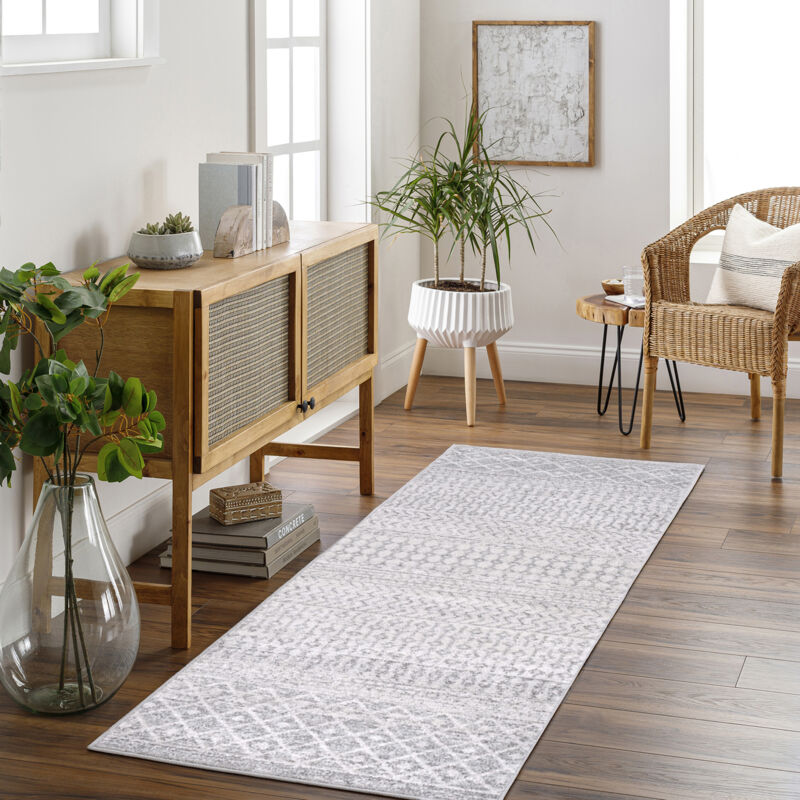 Surya - Tapis Scandinave Bohème Gris/Blanc 80x150 cm