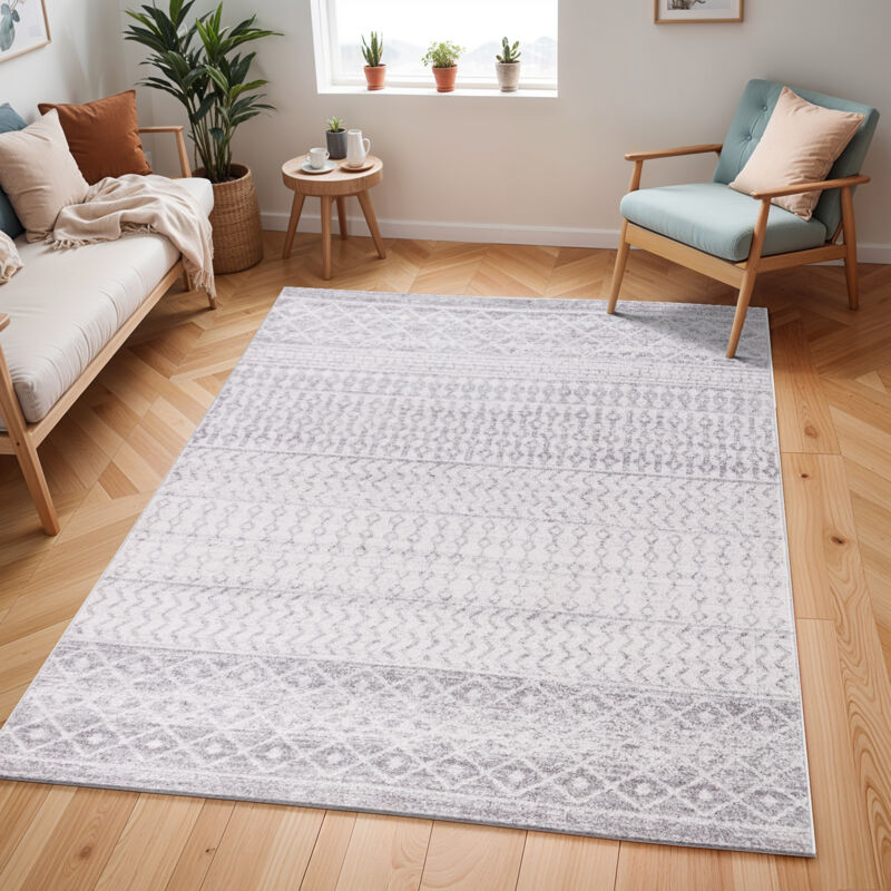 Surya - Tapis Scandinave Bohème Gris/Blanc 120x170 cm