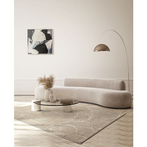 Mila tapis salon moderne court poil brillant beige, 80 x 150 cm
