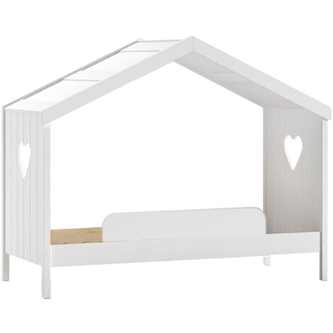 MILADY - Lit Cabane Ouvert 90x200cm avec Barrière de Lit