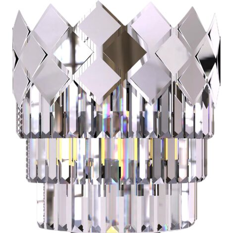 Milagro Carisma Chrome Crystal Wall Sconce Lamp, 2x E14 Bulbs, Dimmable Indoor IP20, Glam Elegant Lighting for Living Room Bedroom Hallway, 34x27x16 cm