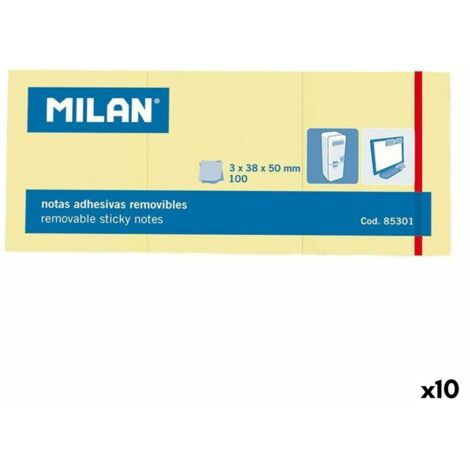 Milan 3 Blocs Notas Adhesivas 3X100 Hojas 38X50Mm Amarillo
