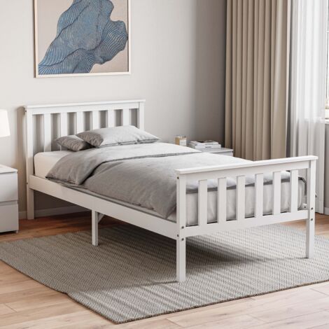 Milan 3ft Single Solid Pine Wood Bed Frame, High Foot End, 90 x 190 cm, White