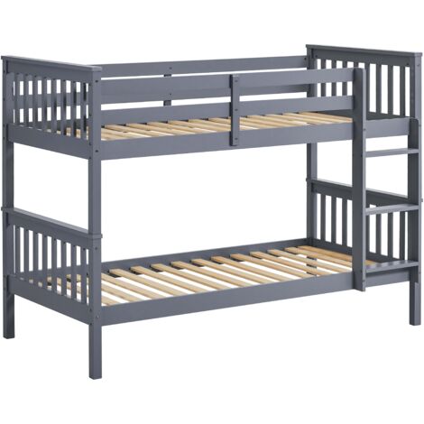 Milan 3ft Single Wood Detachable Bunk Bed, 90 x 190 cm, Grey