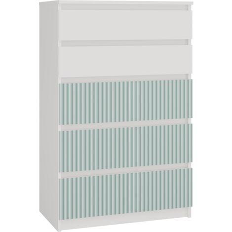 MILAN - Baúl moderno 5 cajones - 70x40x109.5 cm - Mueble de almacenaje infantil - Banco y verde