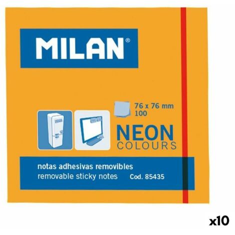 Milan Bloc Notas Adhesivas 100 Hojas 76X76Mm Naranja Neón