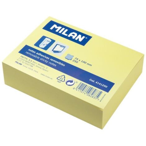 MILAN BLOC NOTAS ADHESIVAS 250 HOJAS 75X100MM AMARILLO CLARO