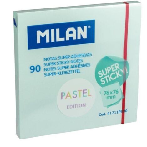 MILAN BLOC NOTAS SUPER ADHESIVAS 90H 76X76MM EDICIÓN PASTEL AZUL
