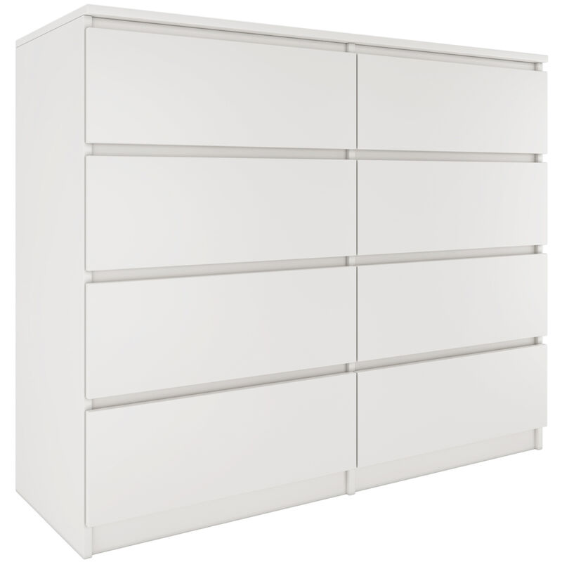 Milan - Commode contemporaine chambre salon 120x97x40 - Buffet 8 tiroirs coullissants - Meuble de rangement - Chiffonier Milan - Commode contemporaine chambre salon 120x97x40 - Buffet 8 tiroirs coullissants - Meuble de rangement - Chiffonier