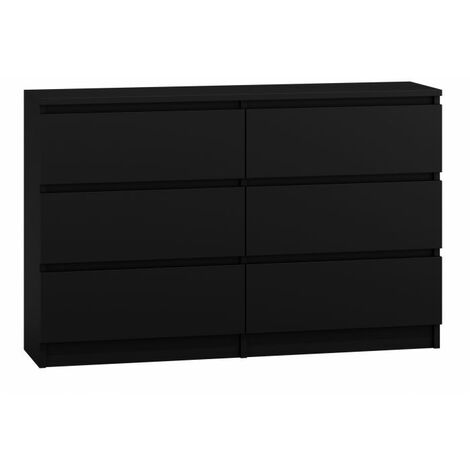 MILAN - Cómoda grande de 6 cajones - 30x120x77 - estilo escandinavo - mueble de almacenamiento