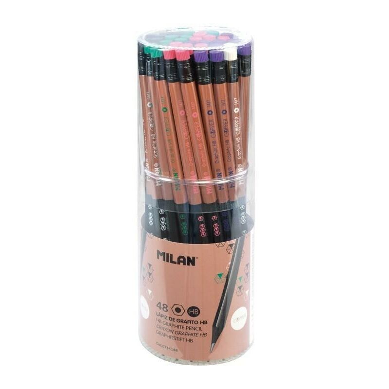 

Milan lapices grafito hb con goma copper bote -48u-