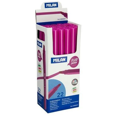 MILAN MARCADOR FLUORESCENTE JUNIOR ROSA PUNTA BISELADA CAJA -22U-