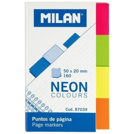 MILAN MARCADORES DE PÁGINA 160 PUNTOS 50X20MM 4 COLORES NEÓN