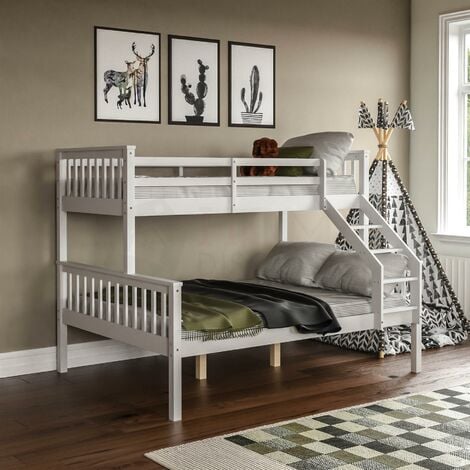 main image of "Milan Triple Sleeper Solid Pine Wood Detachable Bunk Bed, Single & Double Bed"