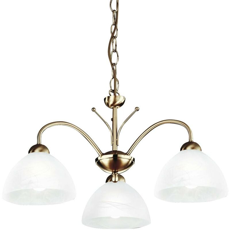 Searchlight Milanese - 3 Light Multi Arm Ceiling Pendant Antique Brass, Glass, E14