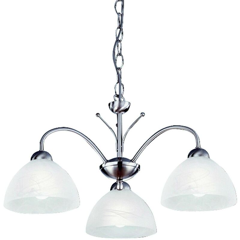 Searchlight Milanese - 3 Light Multi Arm Ceiling Pendant Satin Silver, Glass, E14