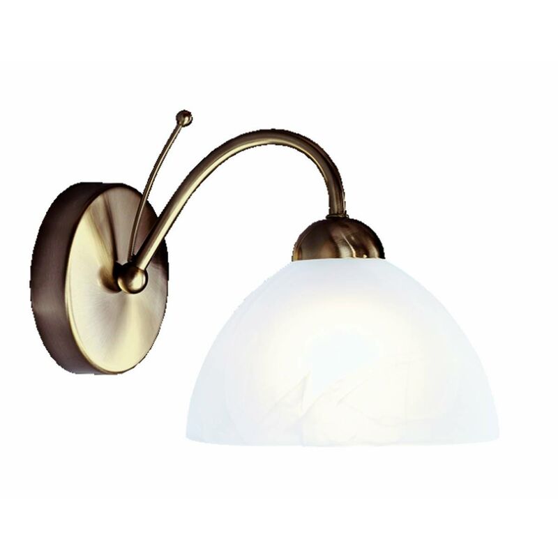 Milanese - 1 Light Glass Shade Wall Light Antique Brass, E14 - Searchlight