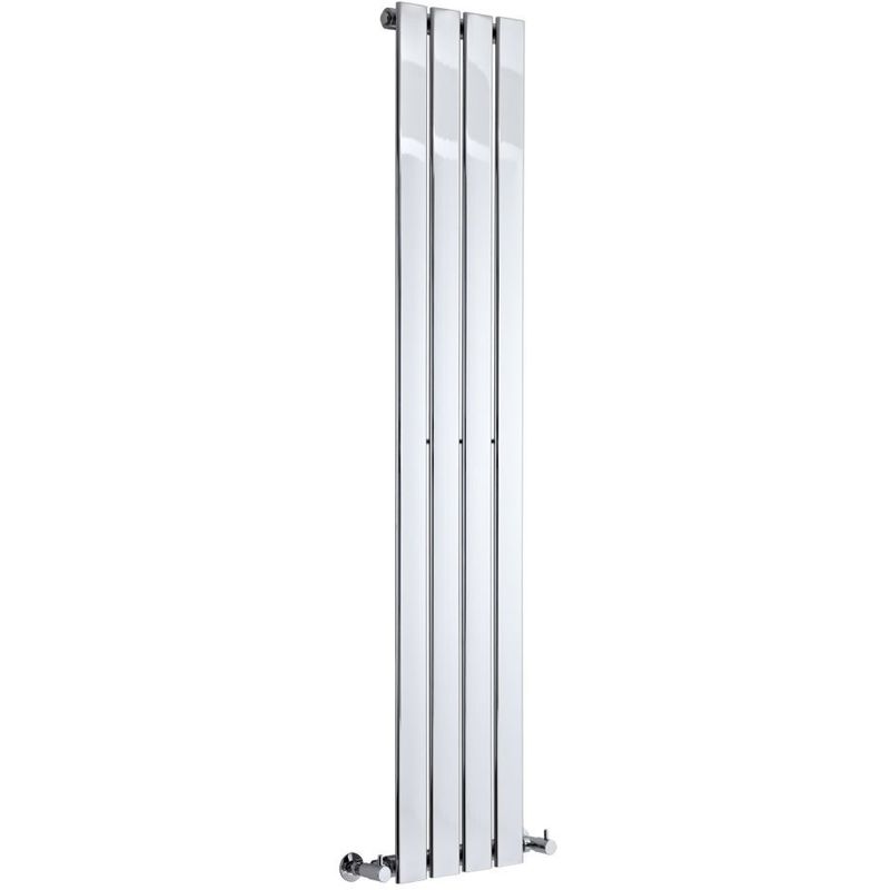 Milano - Alpha - Modern Chrome Vertical Column Single Flat Panel Designer Radiator – 1600mm x 300mm