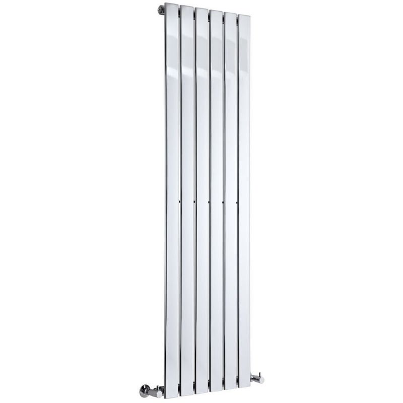 Milano - Alpha - Modern Chrome Vertical Column Single Flat Panel Designer Radiator – 1600mm x 450mm
