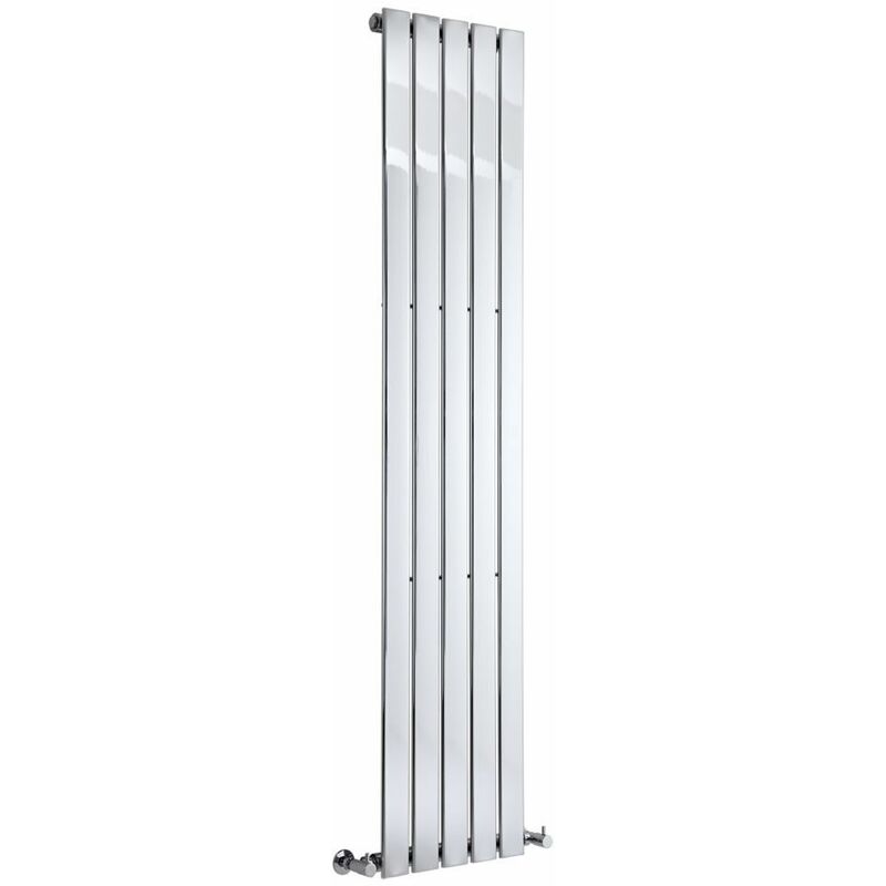 Milano - Alpha - 1800mm x 375mm Modern Vertical Column Single Flat Panel Designer Radiator – Chrome
