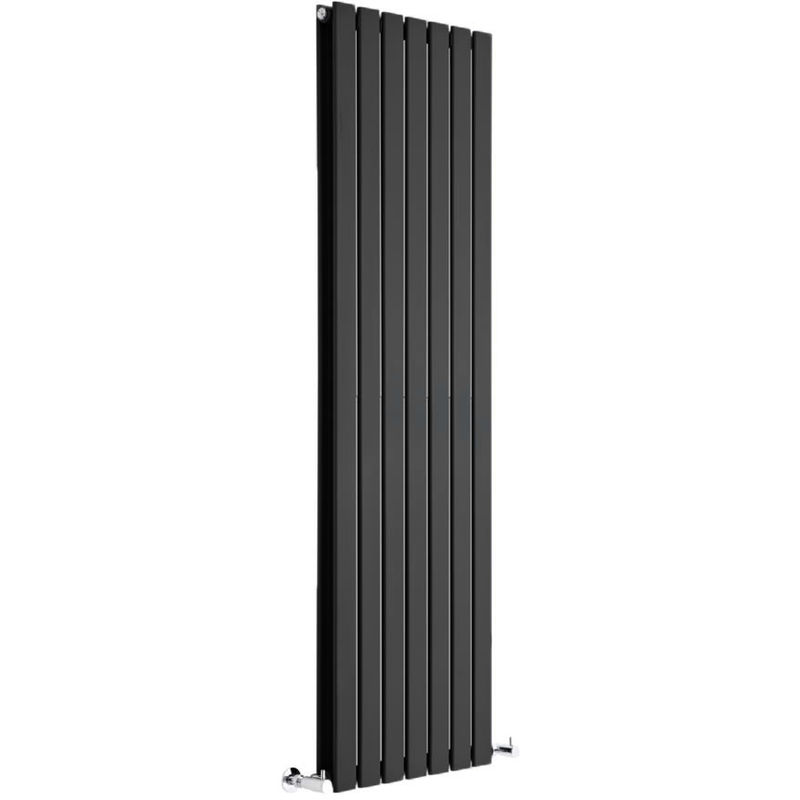 Milano Alpha - Modern Black Vertical Column Double Flat Panel Designer Radiator – 1600mm x 490mm