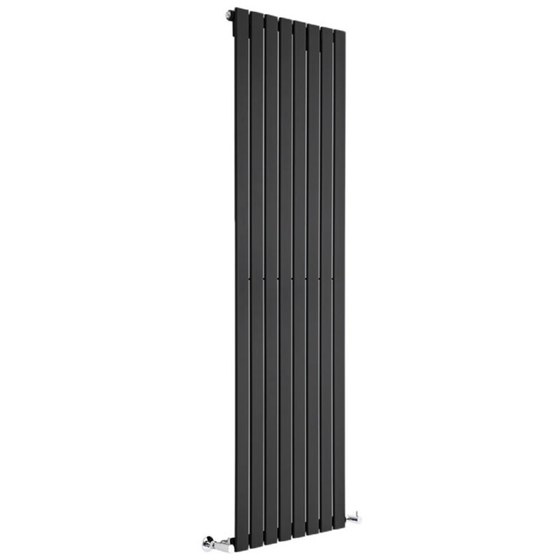 Milano Alpha - 1780mm x 560mm Modern Vertical Column Single Flat Panel Designer Radiator – Black