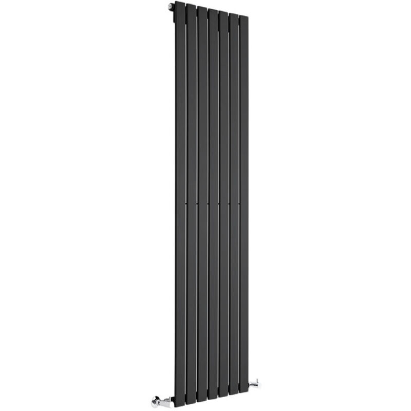 Milano Alpha - 1780mm x 490mm Modern Vertical Column Single Flat Panel Designer Radiator – Black