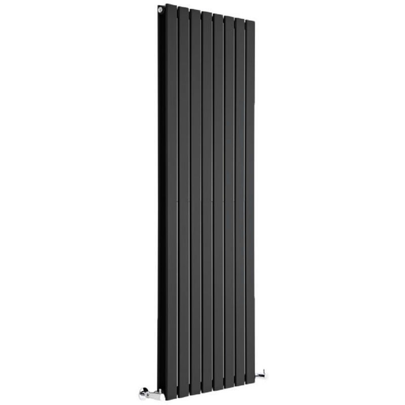 Milano Alpha - Modern Black Vertical Column Double Flat Panel Designer Radiator – 1600mm x 560mm