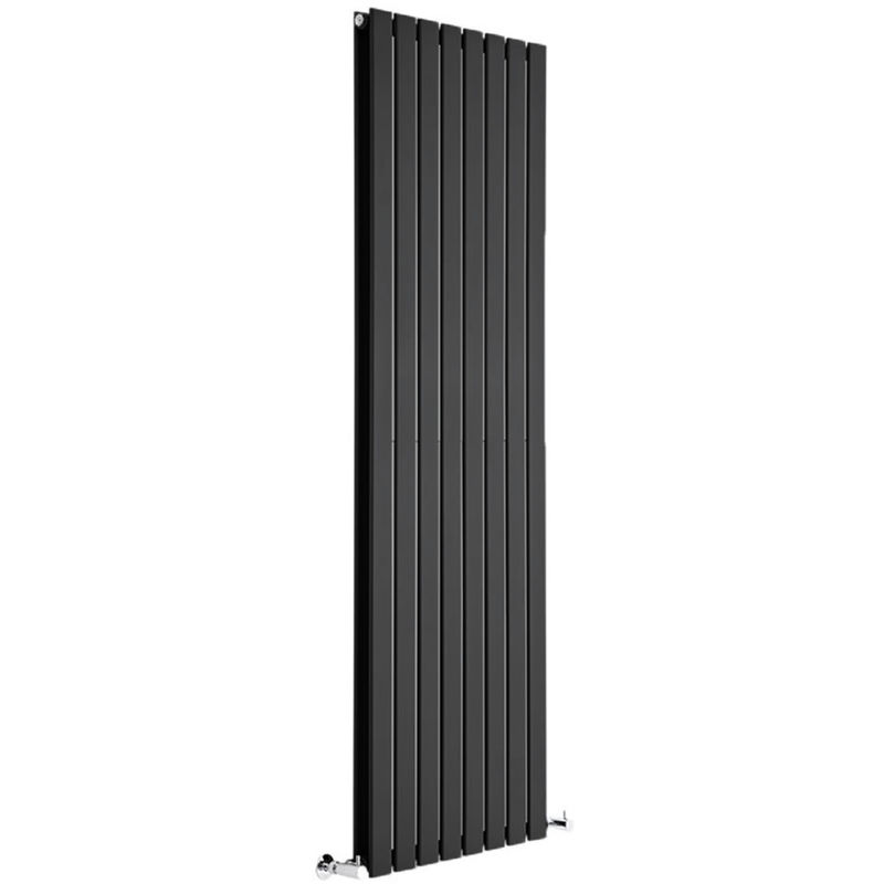 Milano Alpha - 1780mm x 560mm Modern Vertical Column Double Flat Panel Designer Radiator – Black