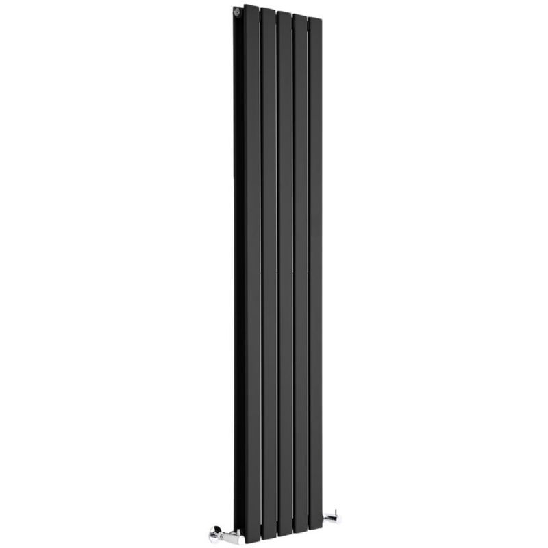 Milano Alpha - Modern Black Vertical Column Double Flat Panel Designer Radiator – 1600mm x 350mm