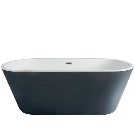 Milano Altcar - Stone Grey Modern Bathroom Double Ended Freestanding Bath - 1695mm x 750mm