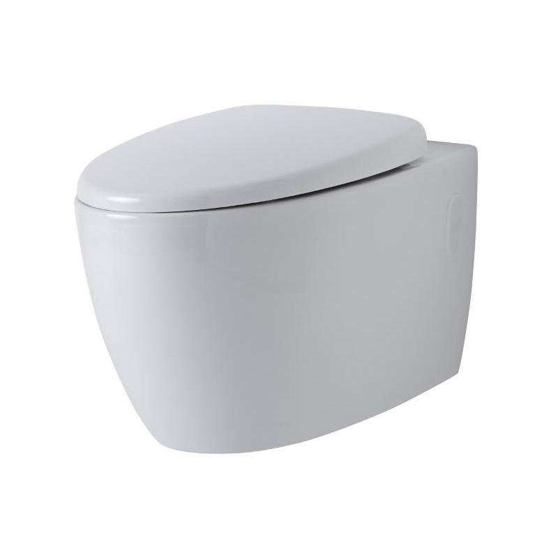 Altham - White Ceramic Modern Bathroom Wall Hung Rimless Toilet wc and Soft Close Seat - Milano