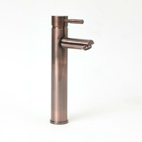 main image of "Milano Amara - Modern High Rise Mono Basin Mixer Tap with Lever Handle - Brushed Copper"
