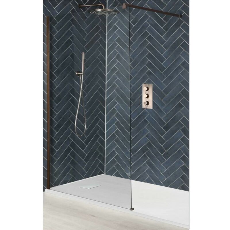 Milano Barq Recessed Walk In Wet Room Shower Enclosure With Grid