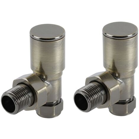 Milano Angled Heated Towel Rail Radiator Valves - Dark Brushed Brass