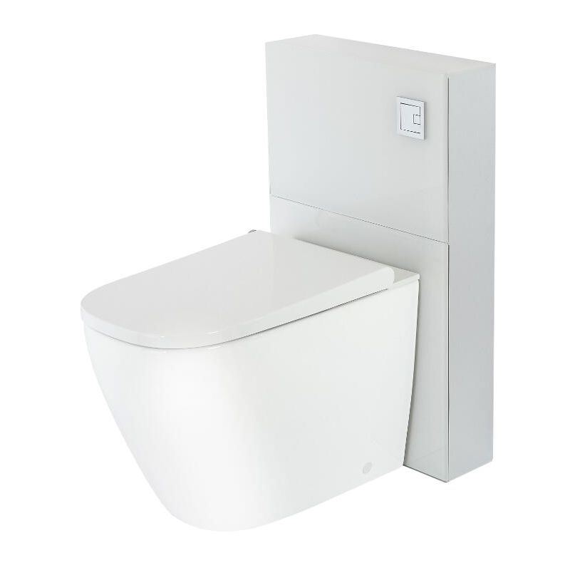 Arca - White 504mm Bathroom Toilet WC Unit with Back to Wall Japanese Bidet Pan, Cistern and Seat - Milano