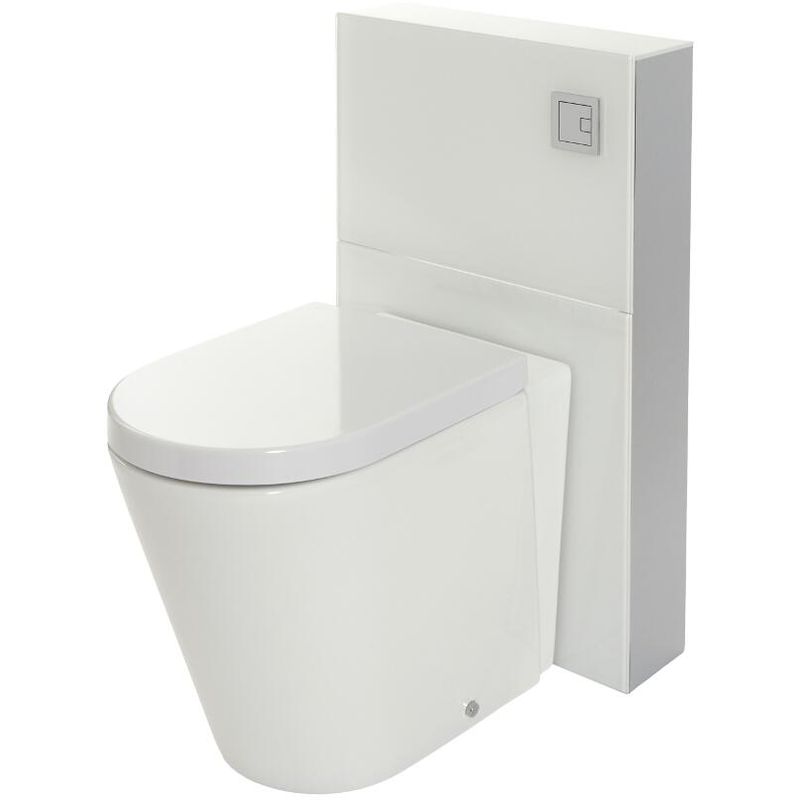 Milano Arca - White 504mm Bathroom Toilet WC Unit with Back to Wall Pan, Cistern and Soft Close Seat