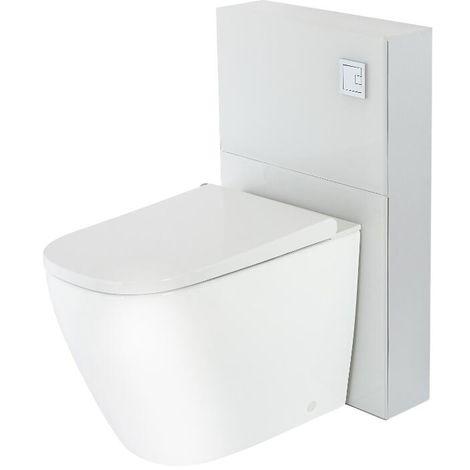Milano Arca - White 504mm Bathroom Toilet WC Unit with Back to Wall Japanese Bidet Pan&#44; Cistern and Seat