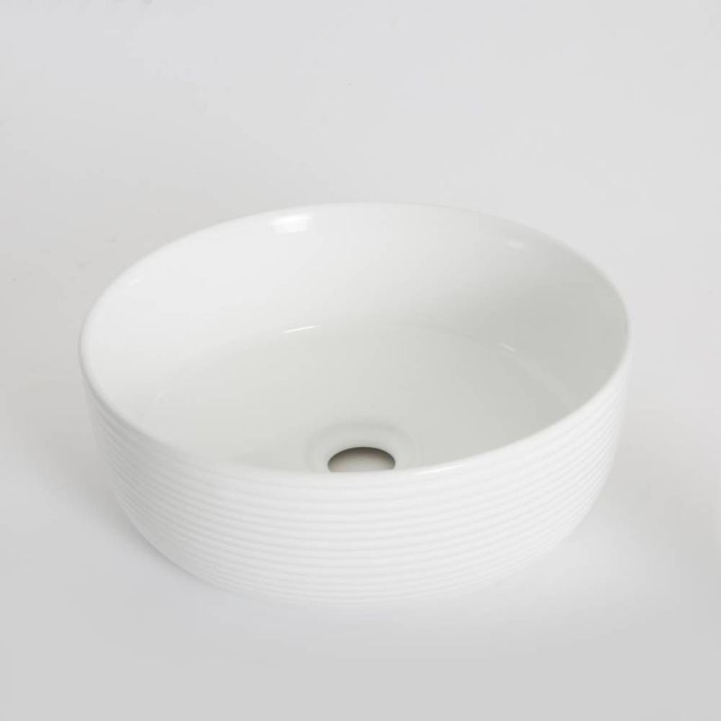 Milano Art - Modern White Ceramic 360mm Round Countertop Bathroom Basin Sink