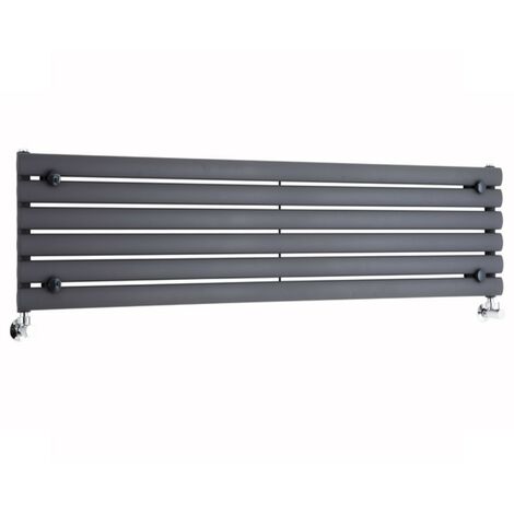 Milano Aruba Anthracite Horizontal Single Oval Panel Radiator - 354mm x 1600mm