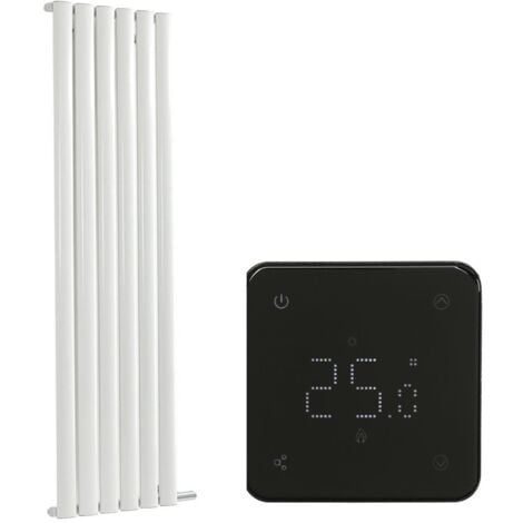 Milano Aruba Ardus - Modern White 1784mm x 354mm Dry Heat Vertical Oval Panel Electric Radiator - Wi-Fi Thermostat