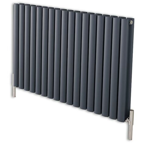main image of "Milano Aruba Ayre - Modern Anthracite Horizontal Double Panel Aluminium Designer Radiator - 600mm x 1070mm"