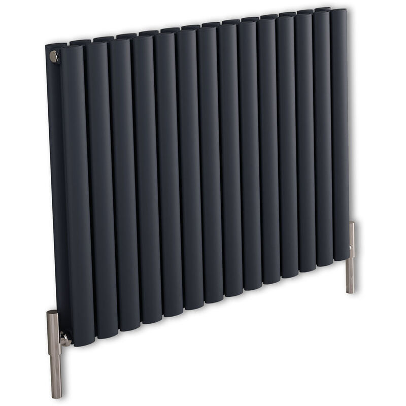 Milano - Aruba Ayre - Modern Anthracite Horizontal Double Panel Aluminium Designer Radiator - 600mm x 830mm